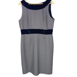 Tahari Dress Women Size 14 Mini Dot Sleeveless Gray Black *